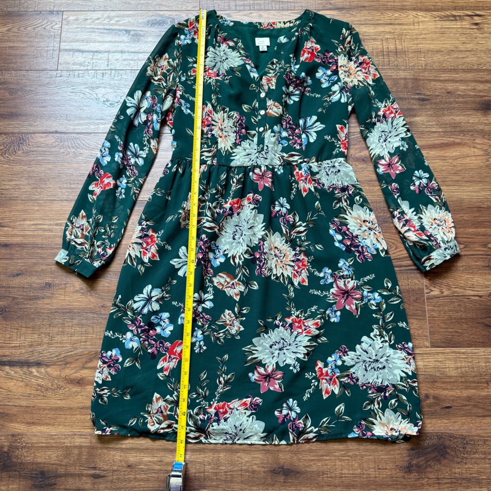 A New Day Women’s Green Floral Button Down Fit & Flare Dress Size Medium - Picture 7 of 12